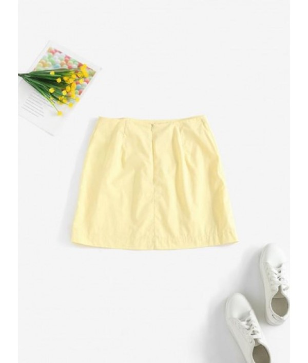 Slit Buttoned Mini Skirt