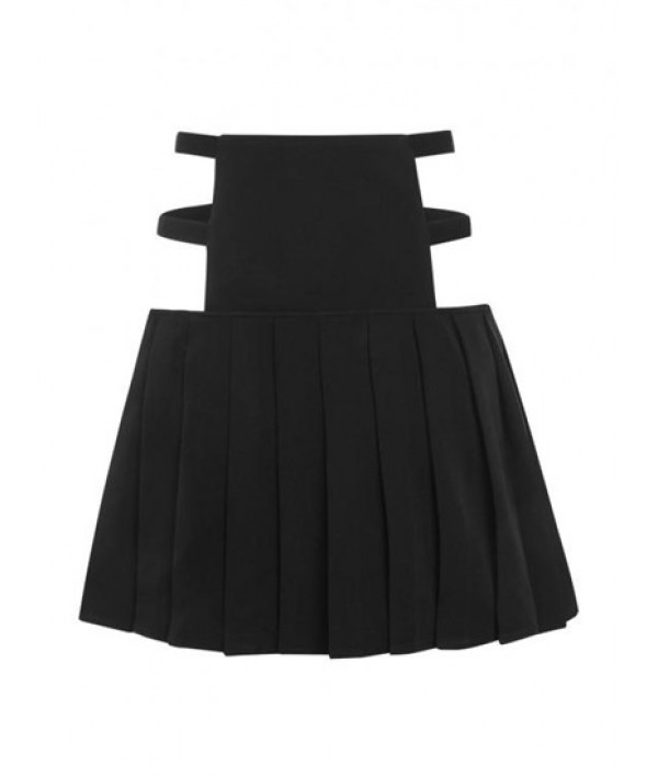 Cutout Pleated Mini Skirt