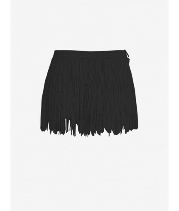 Lace Up Tassels Crochet Knit Micro Mini Skirt