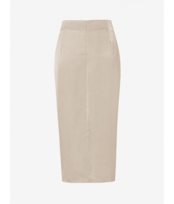 Silky Twist Thigh High Slit Midi Skirt