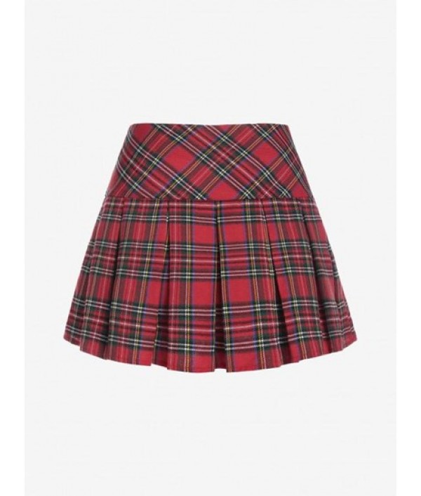 Plaid Pleated Mini Skirt