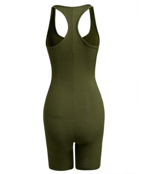 Ribbed Racerback Unitard Romper