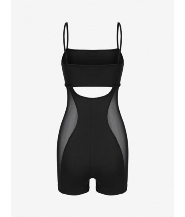 Mesh Insert Cut Out Unitard Romper