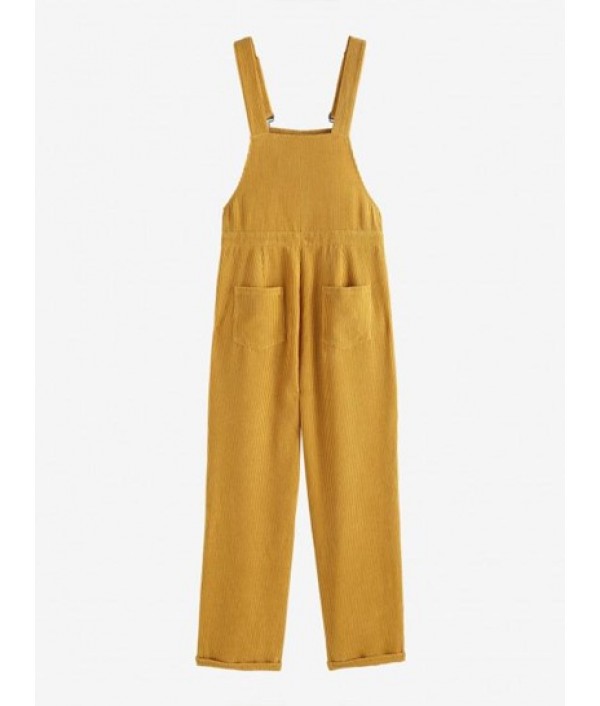 Pockets Corduroy Overalls Jumpsuit