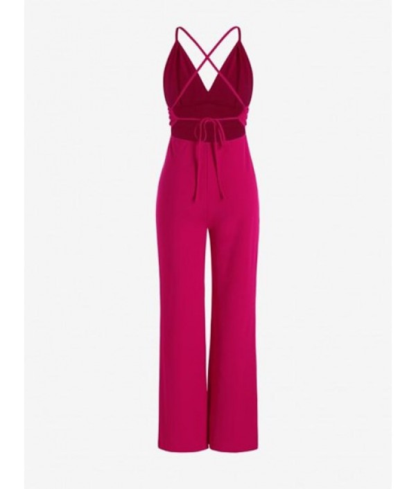 Pintuck Criss Cross Wide Leg Jumpsuit