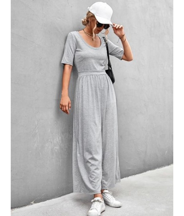 Scoop Neck Wide Leg Jumpsuit