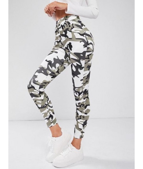 High Waisted Camouflage Patterned Leggings