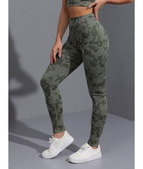 Seamless Camouflage Tiger Print Cropped Fitness Yoga Leggings