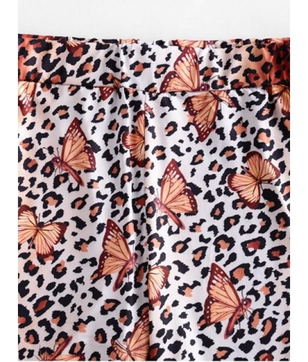 Leopard Butterfly High Waisted Biker Shorts