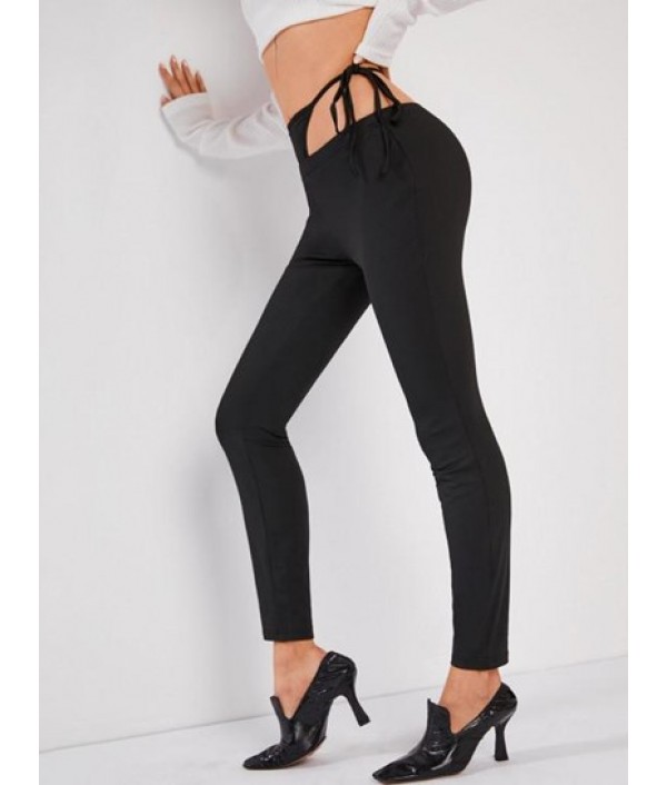 High Waisted Built-in G-string Skinny Leggings