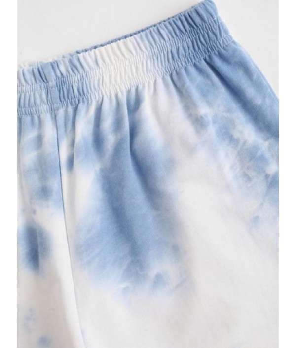 Tie Dye Print Raw Hem Shorts