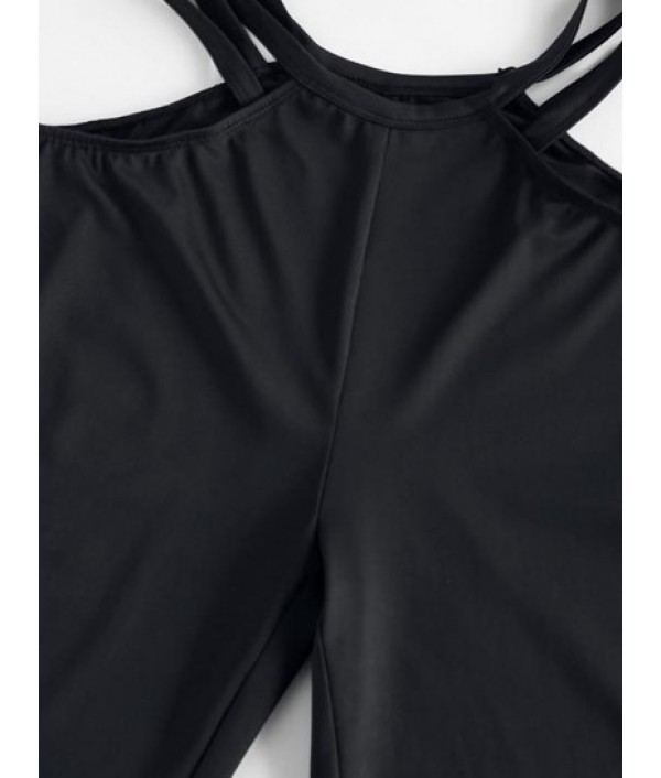 Solid Ladder Cutout Side Biker Shorts