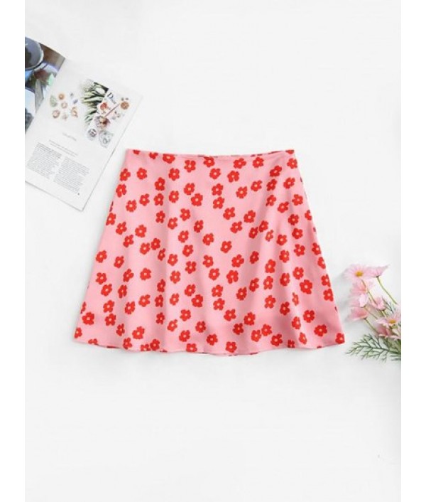 Flower Print Mini Skirt