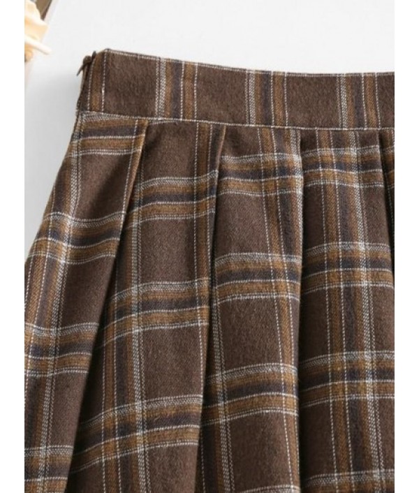 Plaid Pleated A Line Mini Skirt