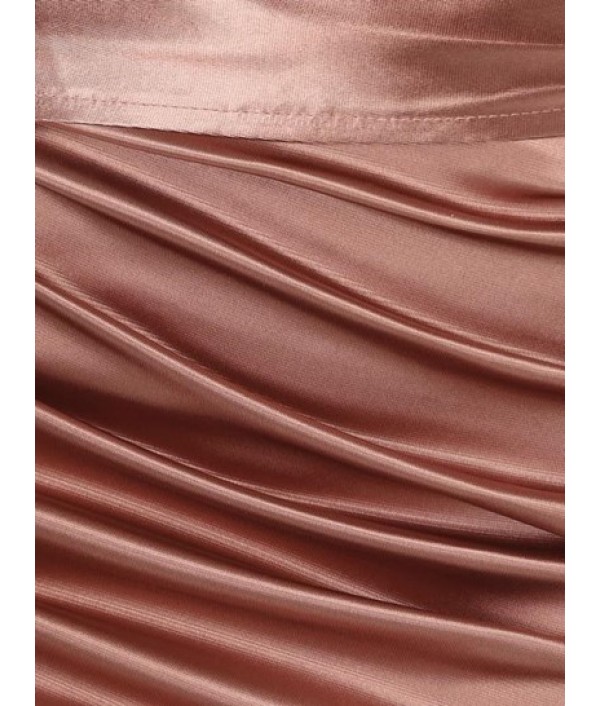 Satin Bowknot Ruched Bodycon Skirt