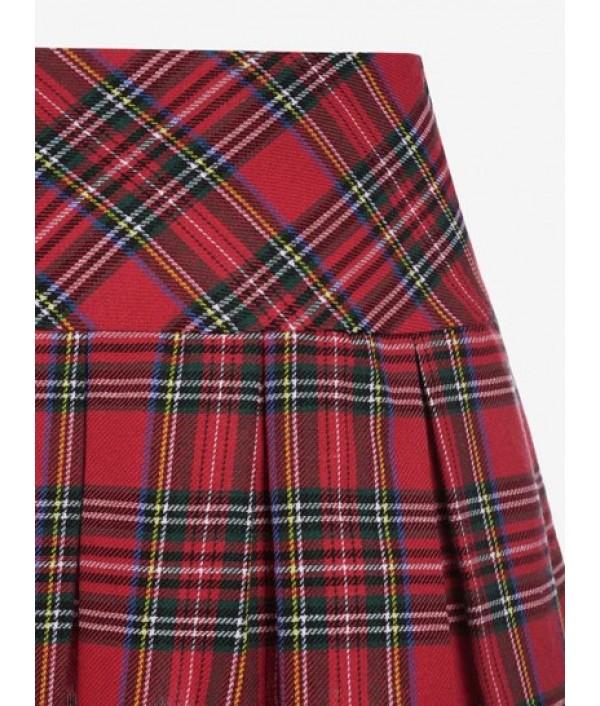 Plaid Pleated Mini Skirt