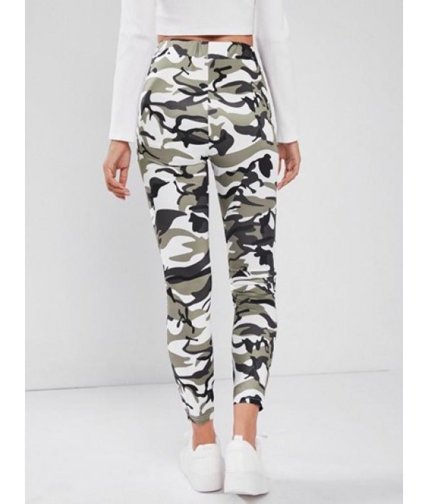 High Waisted Camouflage Patterned Leggings