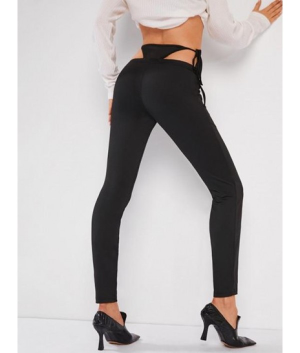 High Waisted Built-in G-string Skinny Leggings