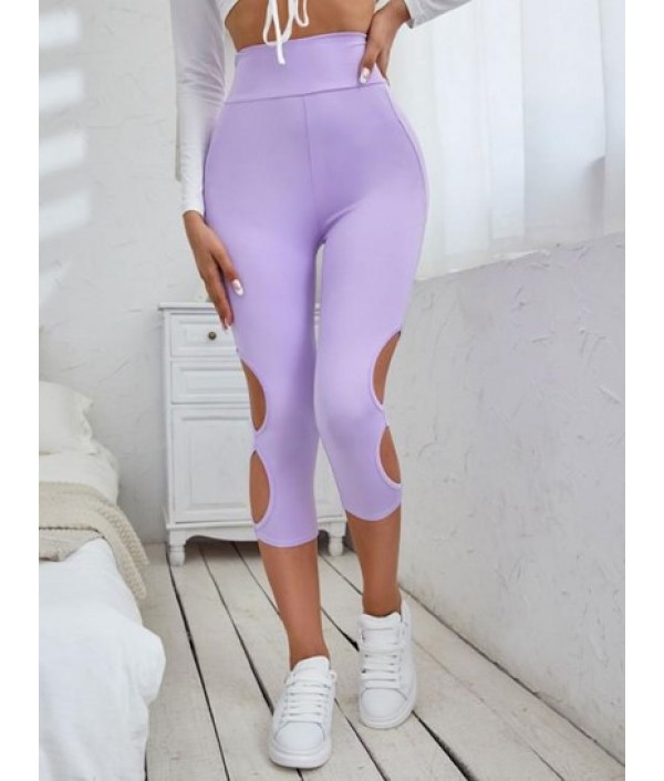 Cutout Side High Waisted Capri Leggings