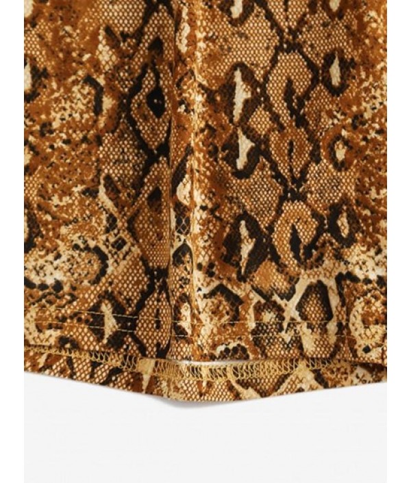 High Waisted Snake Print Short Leggings