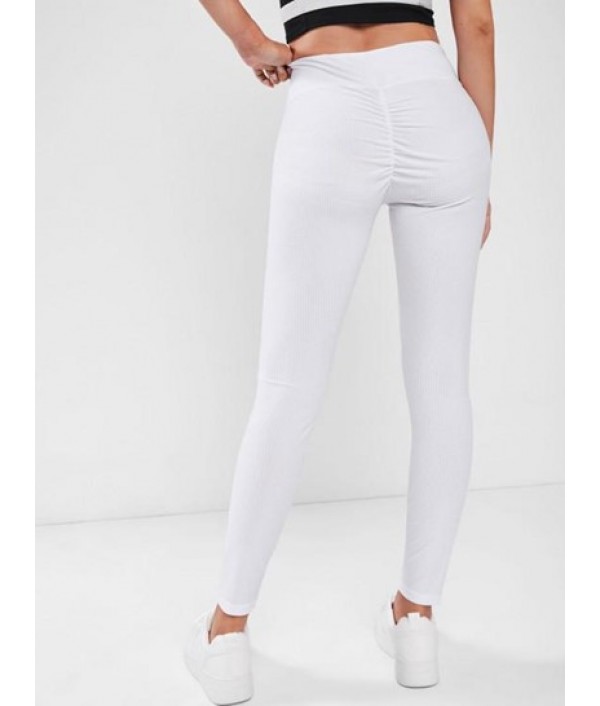 Crossover V-waist Textured Scrunch Butt Leggings