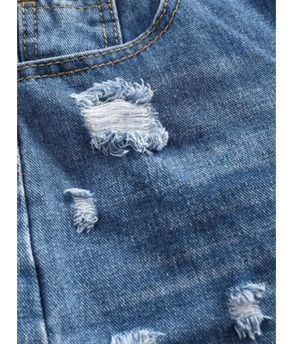 Frayed Denim Distressed Cutoff Shorts