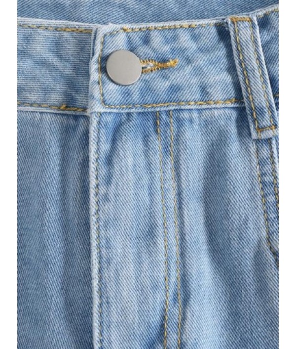 Pocket High Waisted Frayed Denim Shorts