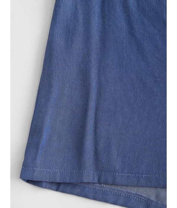 Chambray Sunflower Pocket Zip Fly Shorts