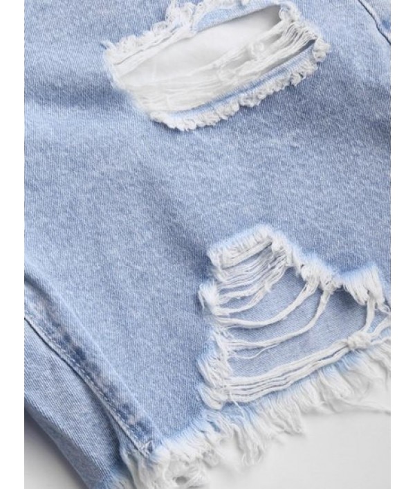 High Waisted Ripped Denim Shorts