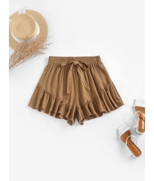 Frilled Tie Waist Pull On Shorts