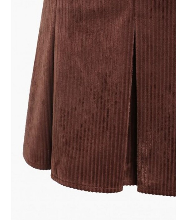 Corduroy Preppy Mini Pleated Skirt