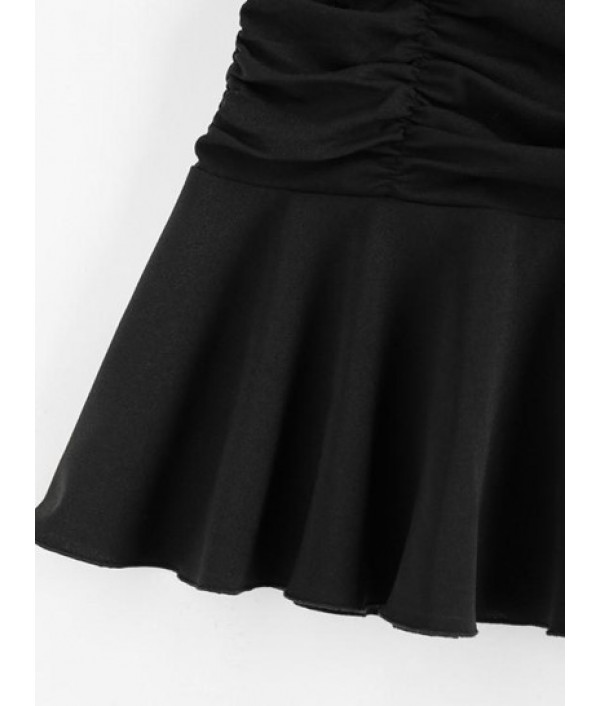 Ruched Mini Flared Skirt