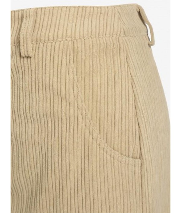 Back Slit Corduroy Midi Skirt