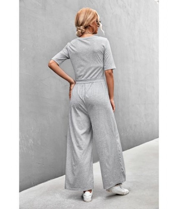 Scoop Neck Wide Leg Jumpsuit