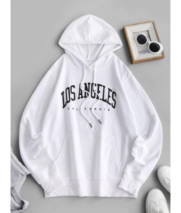 Cotton LOS ANGELES Graphic Pocket Hoodie