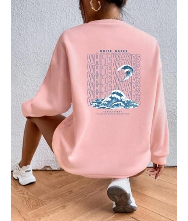 Wave Graphic Pullover Sweatshirt...