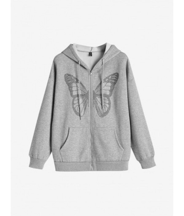 Pockets Zip Up Butterfly Rhine...