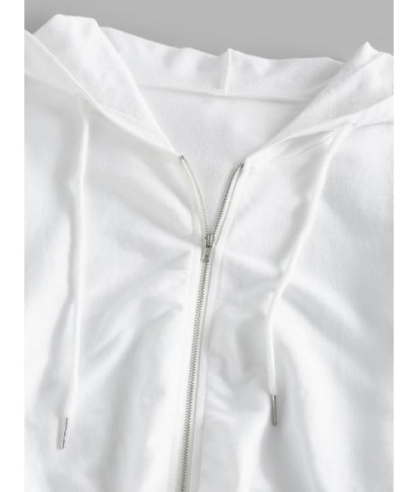 Drop Shoulder Zip Up Hoodie