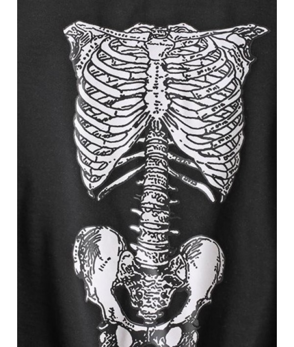 Drop Shoulder Loose Skeleton Halloween Sweatshirt