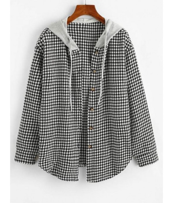 Houndstooth Button Up Combo Jacket