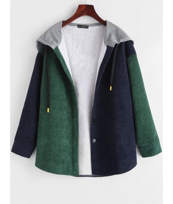 Fleece Lined Colorblock Cordur...