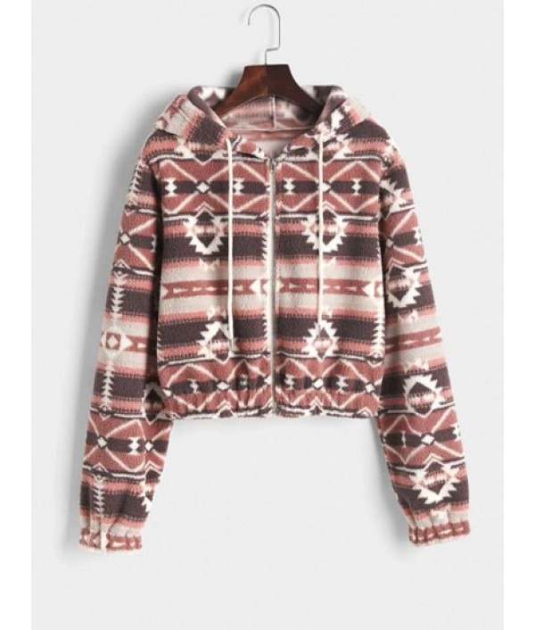 Faux Fur Aztec Hooded Coat