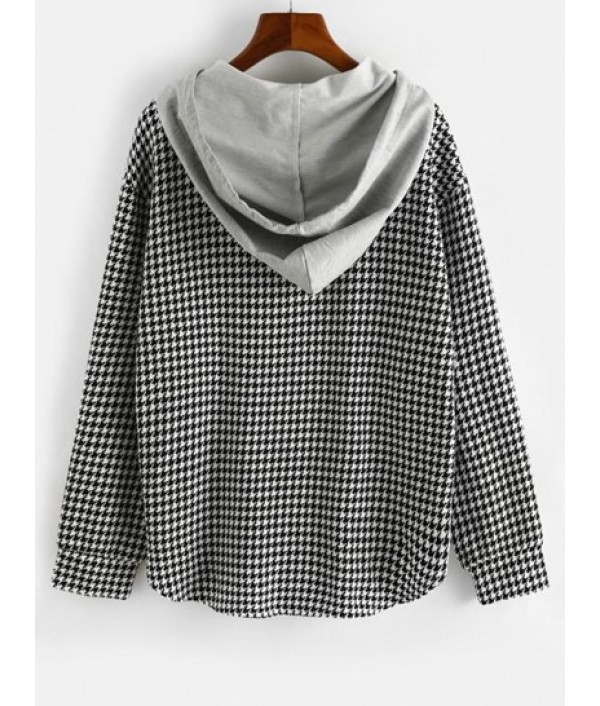 Houndstooth Button Up Combo Jacket