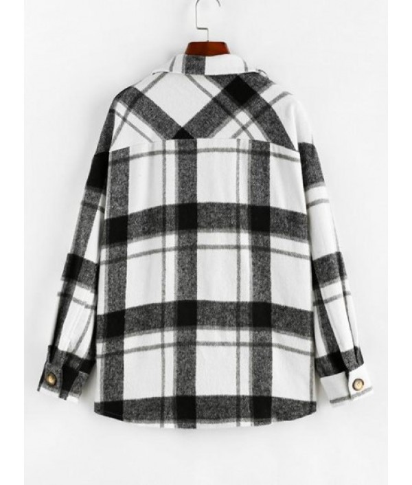 Plaid Drop Shoulder Long Shacket