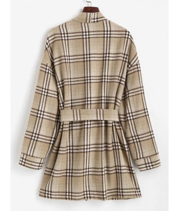 Belted Plaid Longline Robe Coat