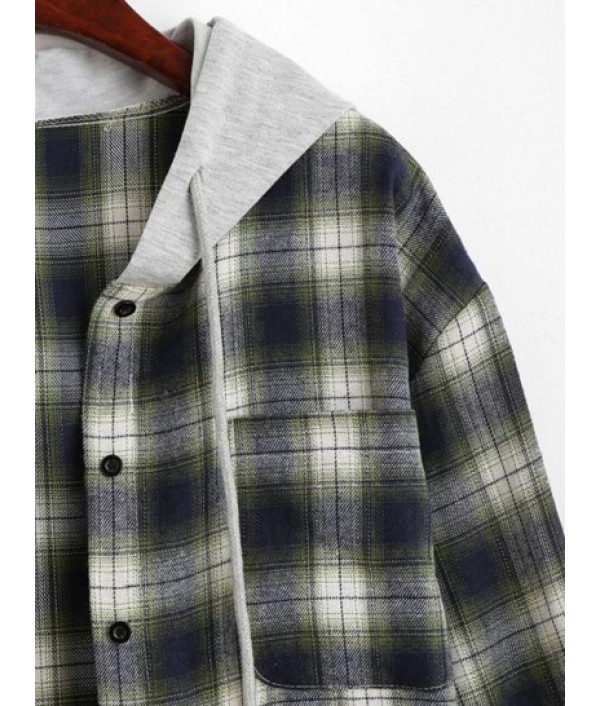 Hooded Checked Front Pocket Jacket