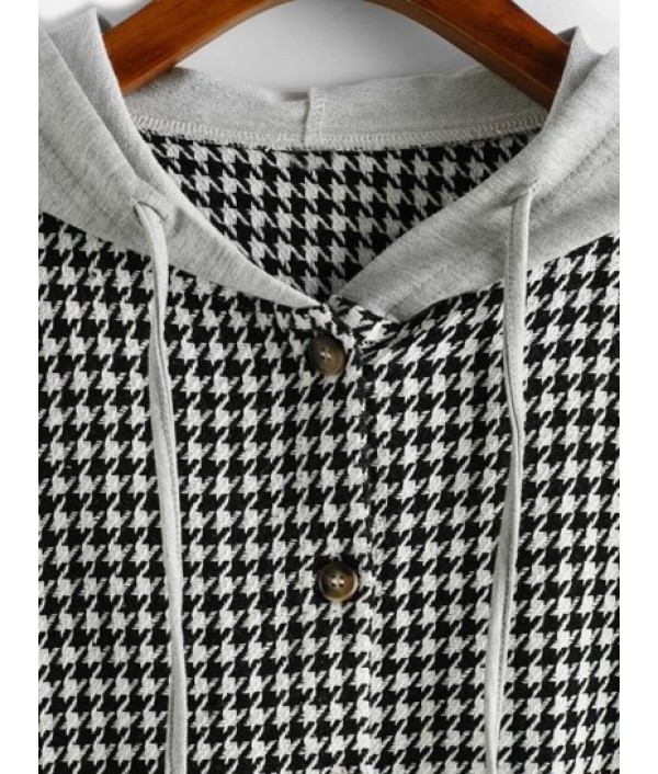 Houndstooth Button Up Combo Jacket