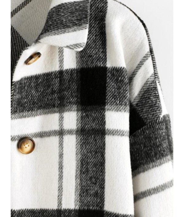 Plaid Drop Shoulder Long Shacket