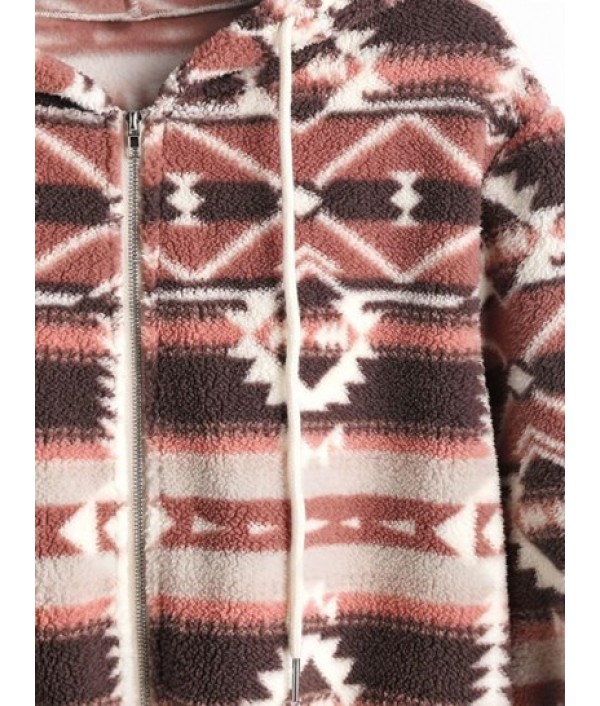 Faux Fur Aztec Hooded Coat