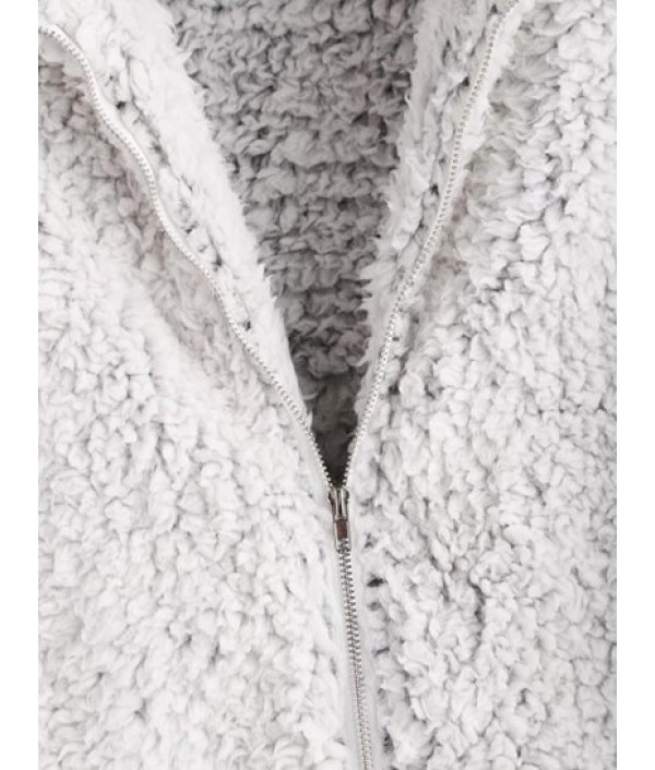 Pockets Fluffy Faux Fur Teddy Coat